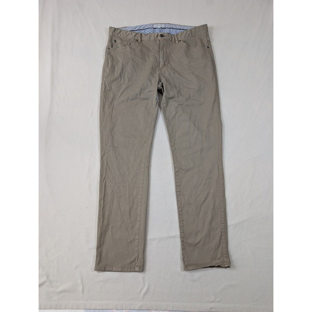 Peter Millar Signature Sateen Five-Pocket Pant Mens 38 Beige Preppy Golf Stretch